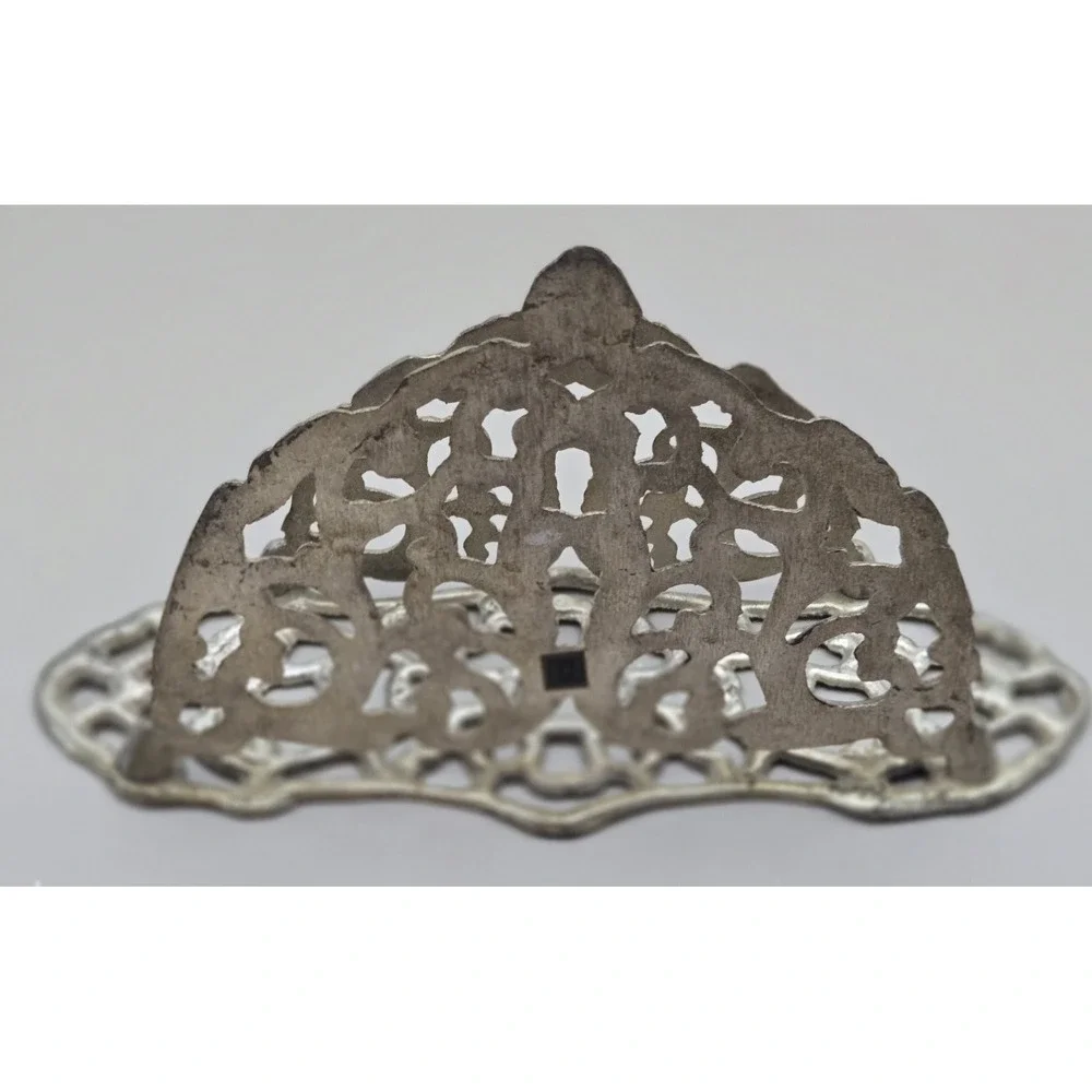 Vintage Metal Letter Holder Art Nouveau Natural Patina  Ornate Scroll‎ Work